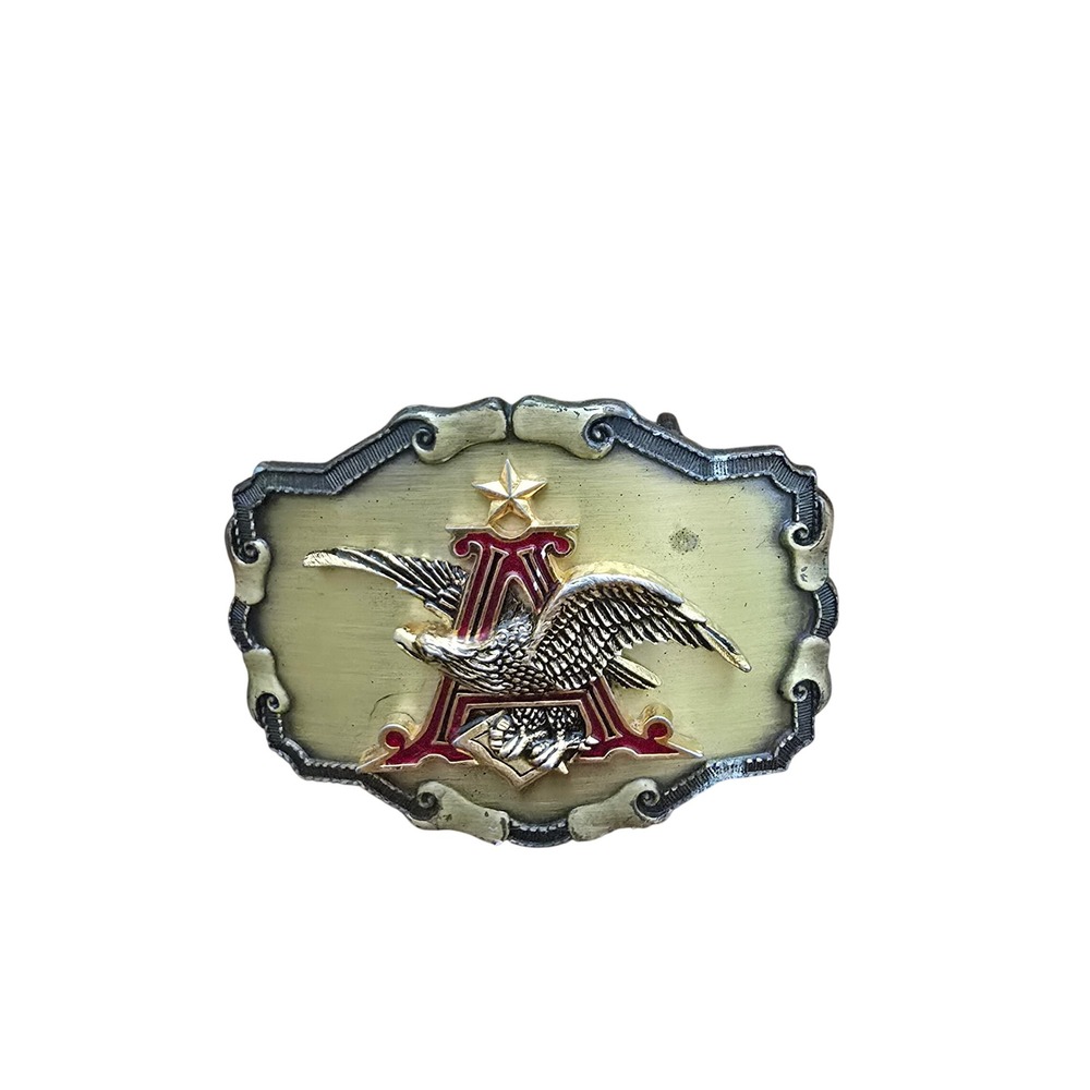 Vintage Anheuser-Busch Budweiser Belt Buckle Raintree Eagle Logo Brass 1977-1981
